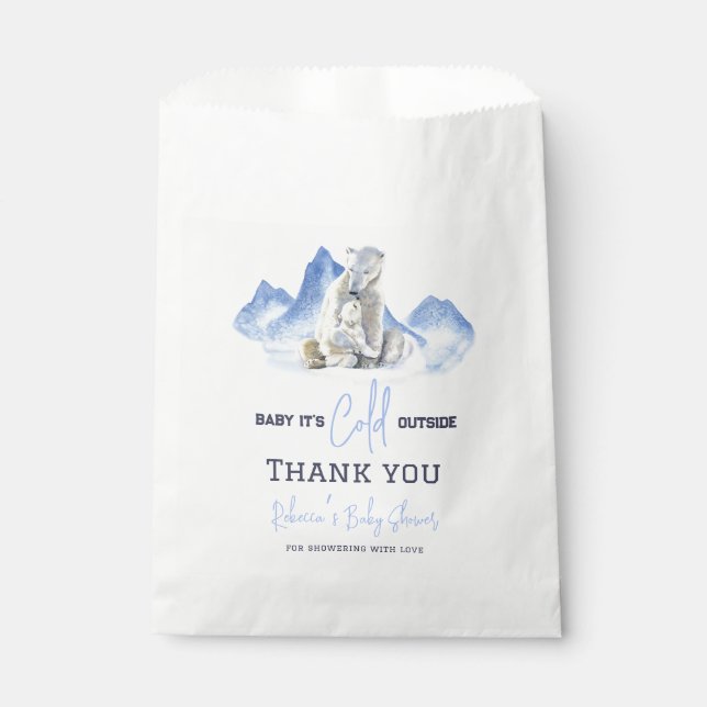 It's Cold Outside Winter Polar Bear Baby Shower Favor Bag (Front)