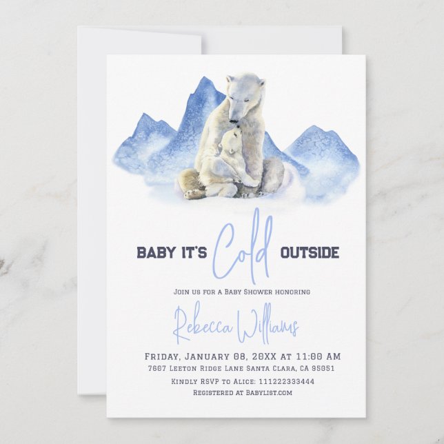 It's Cold Outside Winter Polar Bear Baby Shower Invitation (Front)
