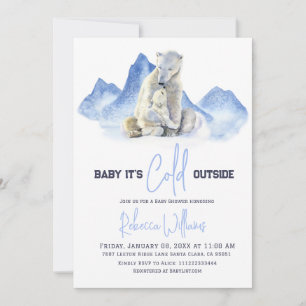It's Cold Outside Winter Polar Bear Baby Shower Invitation