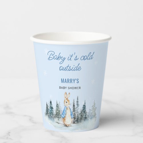 Its cold outside Winter Rabbit Baby Shower Paper Cups