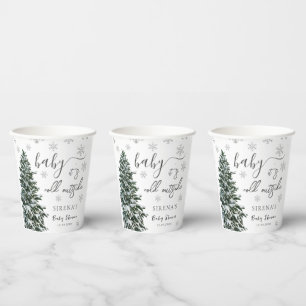 It's Cold Outside Winter Tree Baby Shower Paper Cups