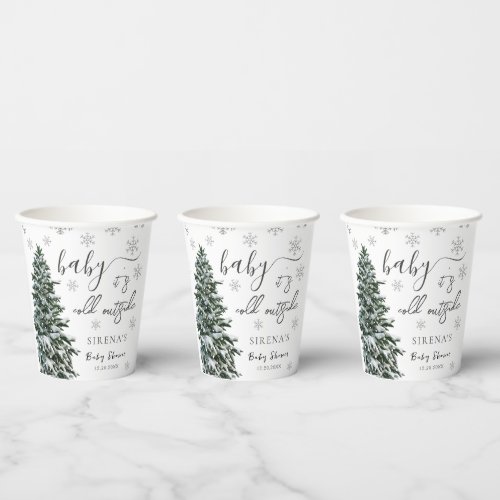 Its Cold Outside  Winter Tree Baby Shower  Paper Cups