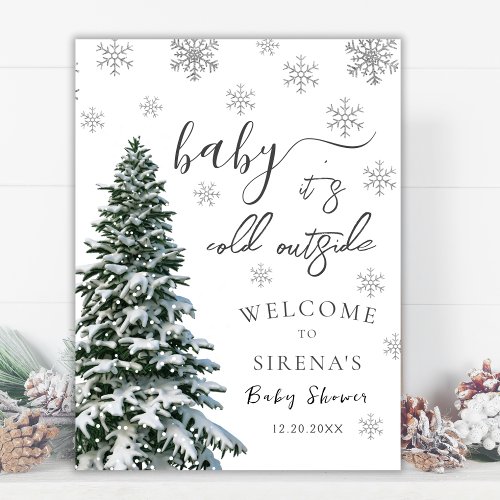 Its Cold Outside Winter Tree Baby Shower Welcome Foam Board