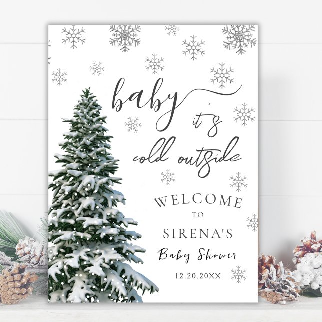 It's Cold Outside Winter Tree Baby Shower Welcome Foam Board (Creator Uploaded)