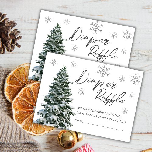 Its Cold Outside  Winter Tree Gray Diaper Raffle Enclosure Card