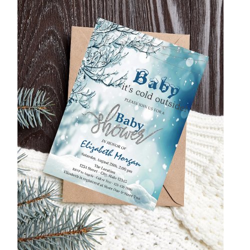 Its Cold Outside Winter Wonderland Baby Shower In Invitation
