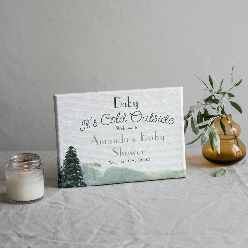 Its Cold Outside Woodland Forest Tree Baby Shower Banner