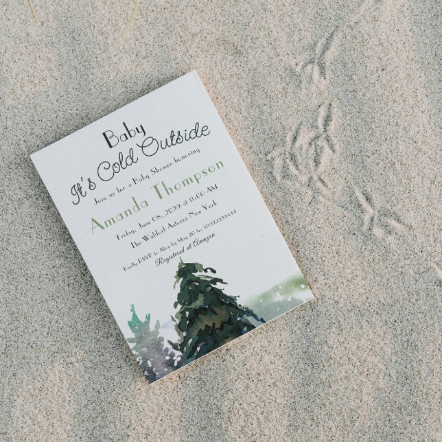 It's Cold Outside Woodland Forest Tree Baby Shower Invitation (Creator Uploaded)