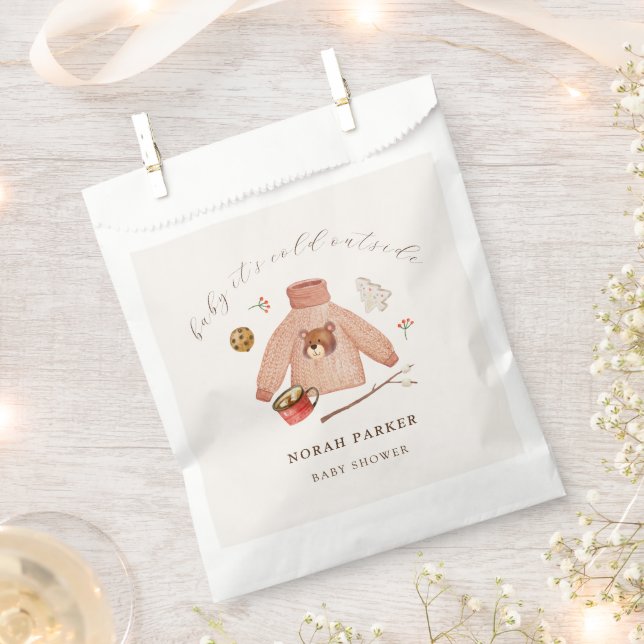 It's Cold Winter Camping Clothes Baby Shower  Favor Bag (Clipped)