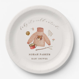 It's Cold Winter Camping Clothes Baby Shower  Paper Plates