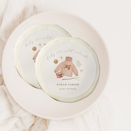 Its Cold Winter Camping Clothes Baby Shower  Sugar Cookie