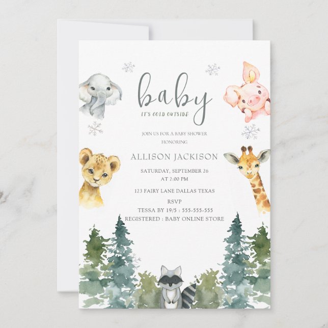 It's Cold  Woodland  Outside Baby Shower  Invitation (Front)