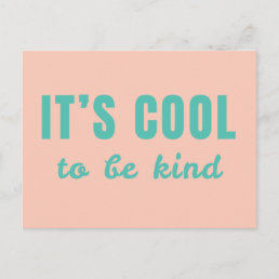 It&#39;s Cool to Be Kind | Modern Retro Pink Green Fun Postcard