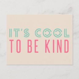 It&#39;s Cool to Be Kind | Modern Retro Turquoise Pink Postcard