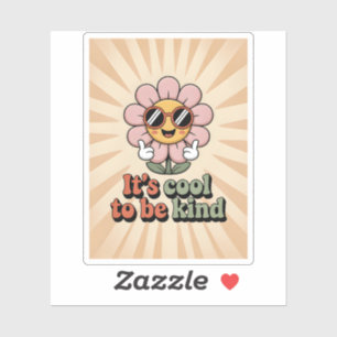 Its Cool To Be Kind Retro Flower Thumbs Up Kindnes Sticker