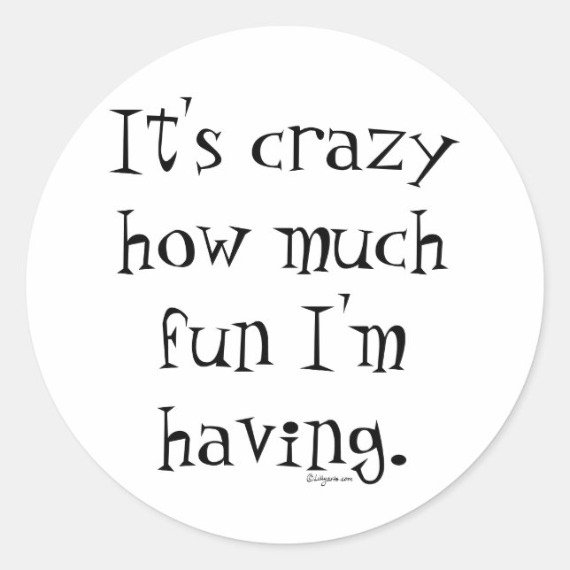 It's Crazy How Much Fun I'm Having Classic Round Sticker (Front)