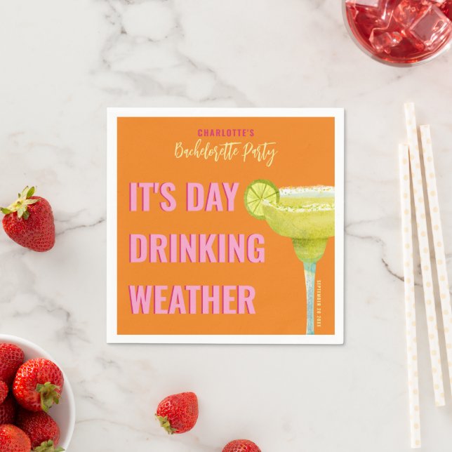 It's Day Drinking Weather Funny Quote Bachelorette Napkins (Insitu)