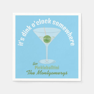It's Dink O'Clock Somewhere Pickle Martini - Blue  Napkins
