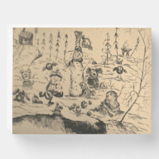 It's dog gone scary being a snowman wooden box sign