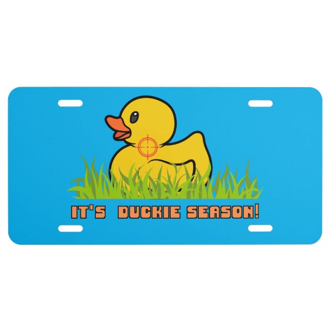 It's Duckie Season! Funny License Plate (Front)
