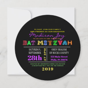 IT'S ELECTRIC! NEON GLOW  Bar Mitzvah Invitation