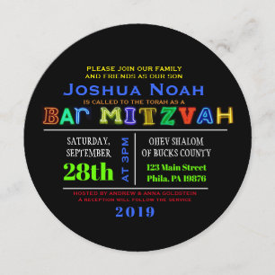 IT'S ELECTRIC! NEON GLOW Bar Mitzvah Invitation
