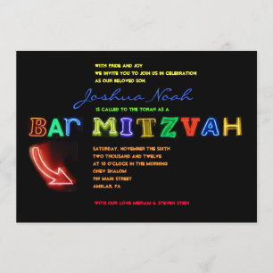 IT'S ELECTRIC! NEON SIGN Bar Mitzvah Invitation