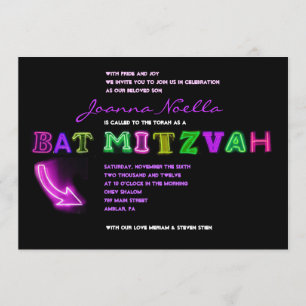 IT'S ELECTRIC! NEON SIGN Bat Mitzvah Invitation