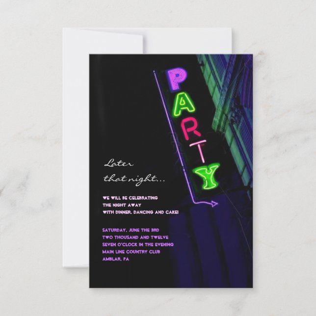 IT'S ELECTRIC!  NEON SIGN Sweet Sixteen Reply Card (Front)