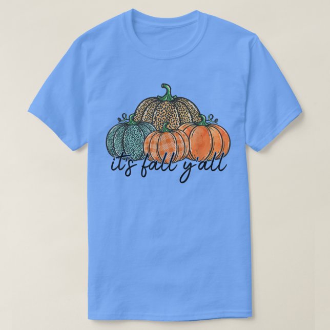 Its Fall Autumn Pumpkin Leopard Thanksgiving  T-Shirt (Design Front)
