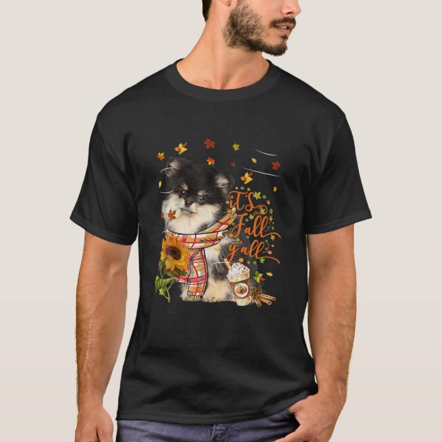 It's Fall Y All Pomeranian Dog Thanksgiving T-Shirt (Front)