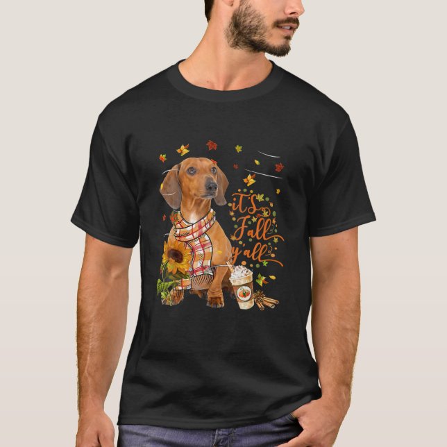 It's Fall Y All Red Dachshund Dog Thanksgiving T-Shirt (Front)