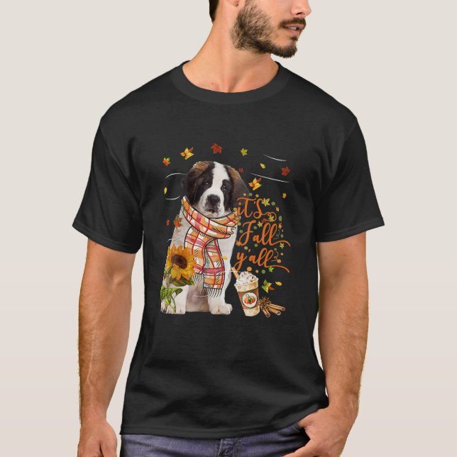 It's Fall Y All Saint Bernard Dog Thanksgiving T-Shirt (Front)
