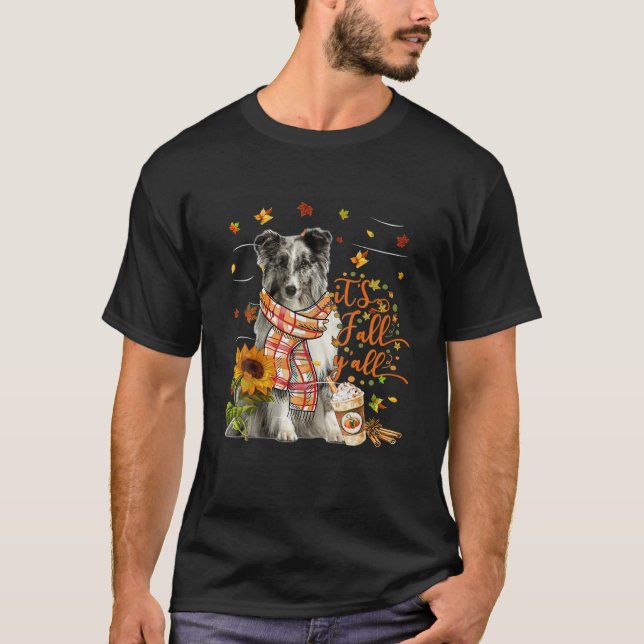 It's Fall Y All Shetland Sheepdog Dog Thanksgiving T-Shirt (Front)