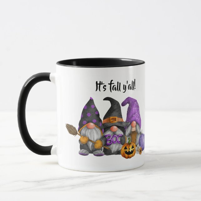 It's Fall Y'All Autumn Gnomes Watercolor Mug (Left)