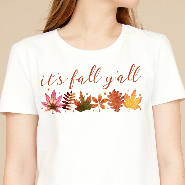 It's Fall Y'all Autumn Leaves Botanical T-Shirt (It's Fall Y'all Autumn Leaves Botanical T-Shirt)