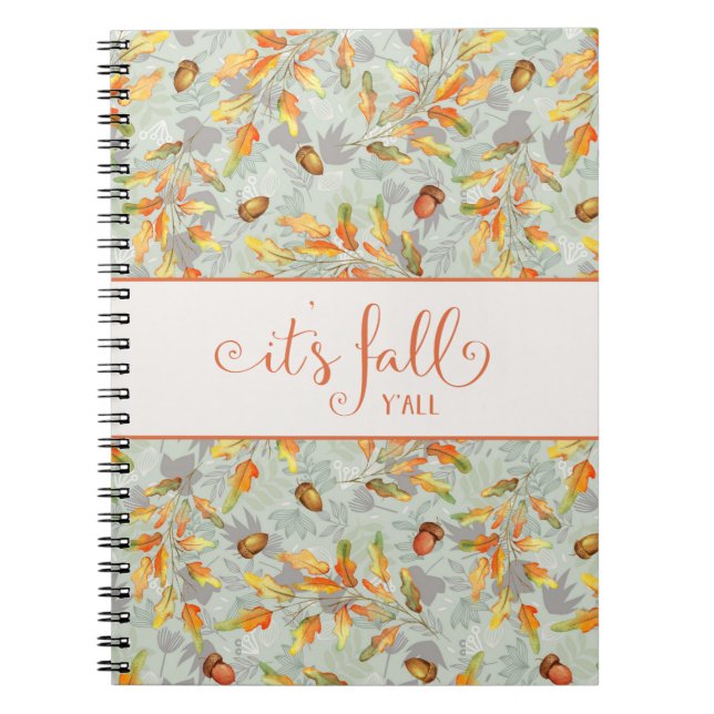 it's fall y'all Autumn typography Notebook (Front)
