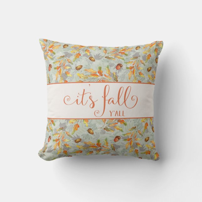 it's fall y'all Autumn typography Throw Pillow (Front)