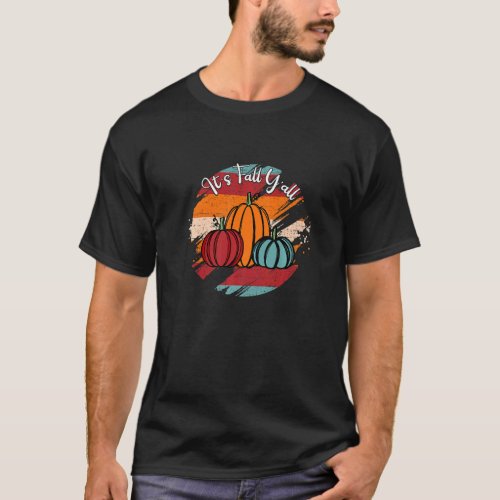 Its Fall Yall Autumn Vintage Sunset Graphic Pump T_Shirt