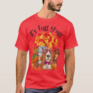 Its Fall Yall Basset Hound Pumpkin Fall Autumn Lea T-Shirt