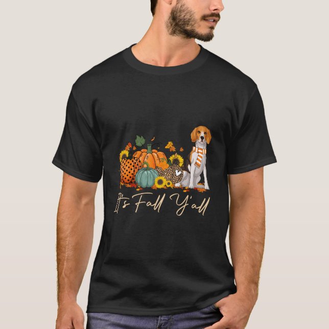 It'S Fall Y'All Beagle Leopard Pumpkin Halloween F T-Shirt (Front)