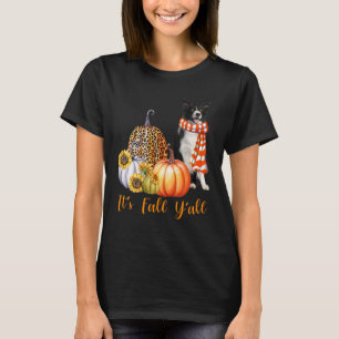 It's Fall Y'all Border Collie Dog Leopard Pumpkin T-Shirt