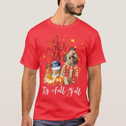 Its Fall Yall Brussels Griffon Dog Pumpkin Fall Au T_Shirt