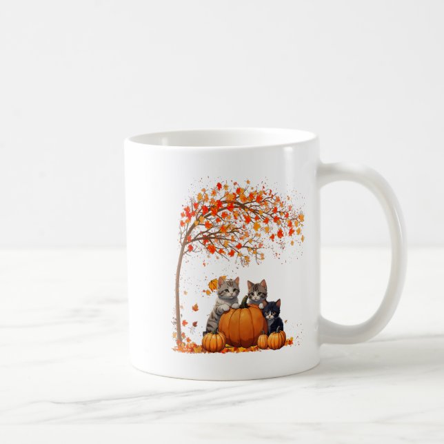 It's Fall Y'all Cat Leaf Fall Tree Hello Autumn Th Coffee Mug (Right)