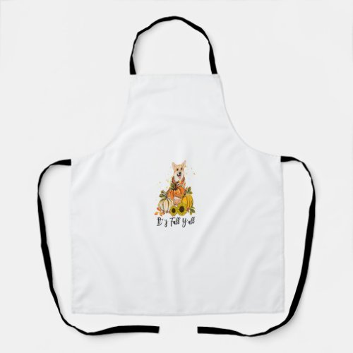 Its Fall Yall Corgi Pumpkin Thanksgiving Apron