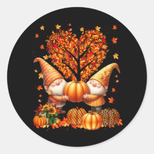 It's Fall Y'all Cute Gnomes Pumpkin Autumn Tree Fa Classic Round Sticker