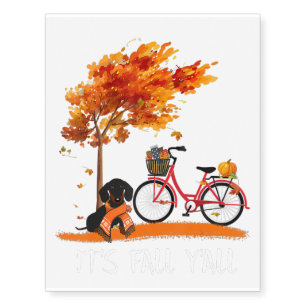 Its Fall Yall Dachshund Bike Pumpkin Spice Fall Au Temporary Tattoos