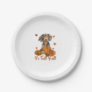 Its Fall Y'all Dachshund Dog Fall Scarf Autumn Pum Paper Plates