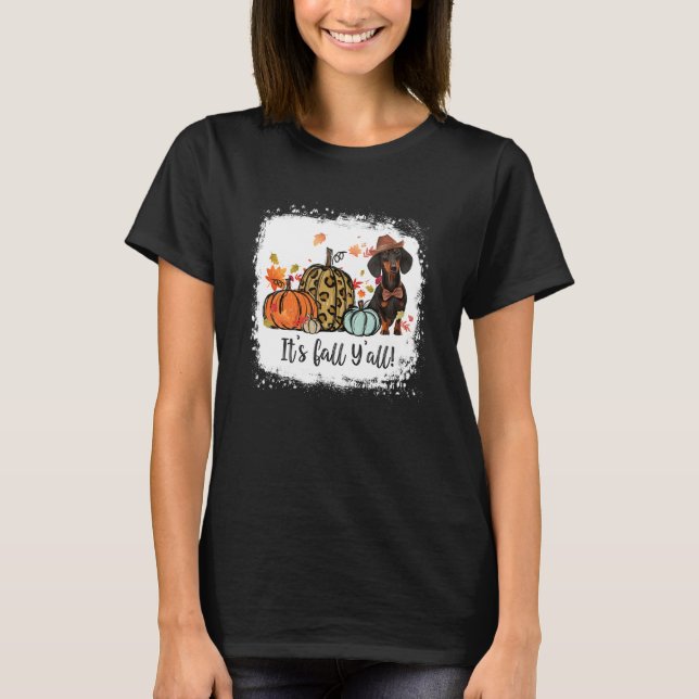 It's Fall Y'all Dachshund Pumpkin Dog Halloween T-Shirt (Front)