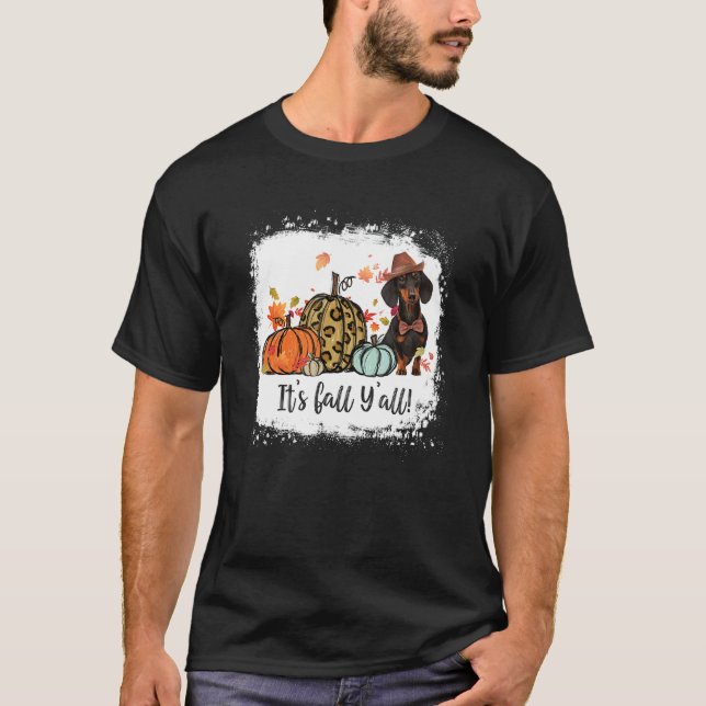 It's Fall Y'all Dachshund Pumpkin Dog Halloween T-Shirt (Front)